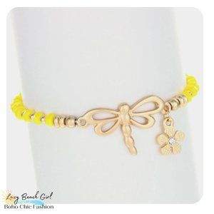 DRAGONFLY  FLOWER BRACELET